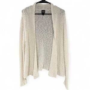 Eileen Fisher Ivory Italian Yarn Open-Front Boucle Cardigan - Large